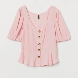 🔥🔥NEW Pink H&M Puff Sleeve Blouse NEW